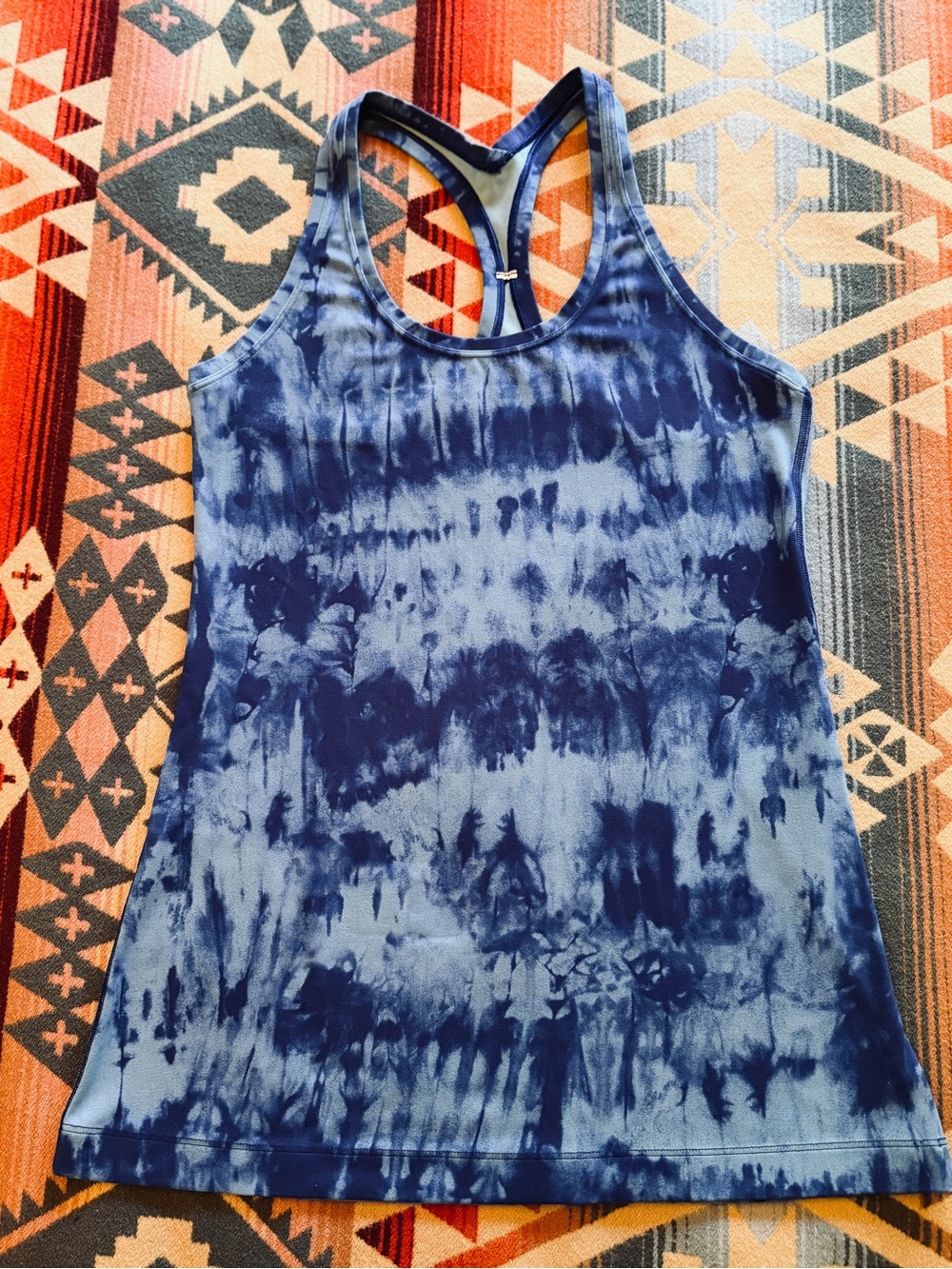 lululemon athletica Navy and Light Blue Tie-Dye Racerback Tank